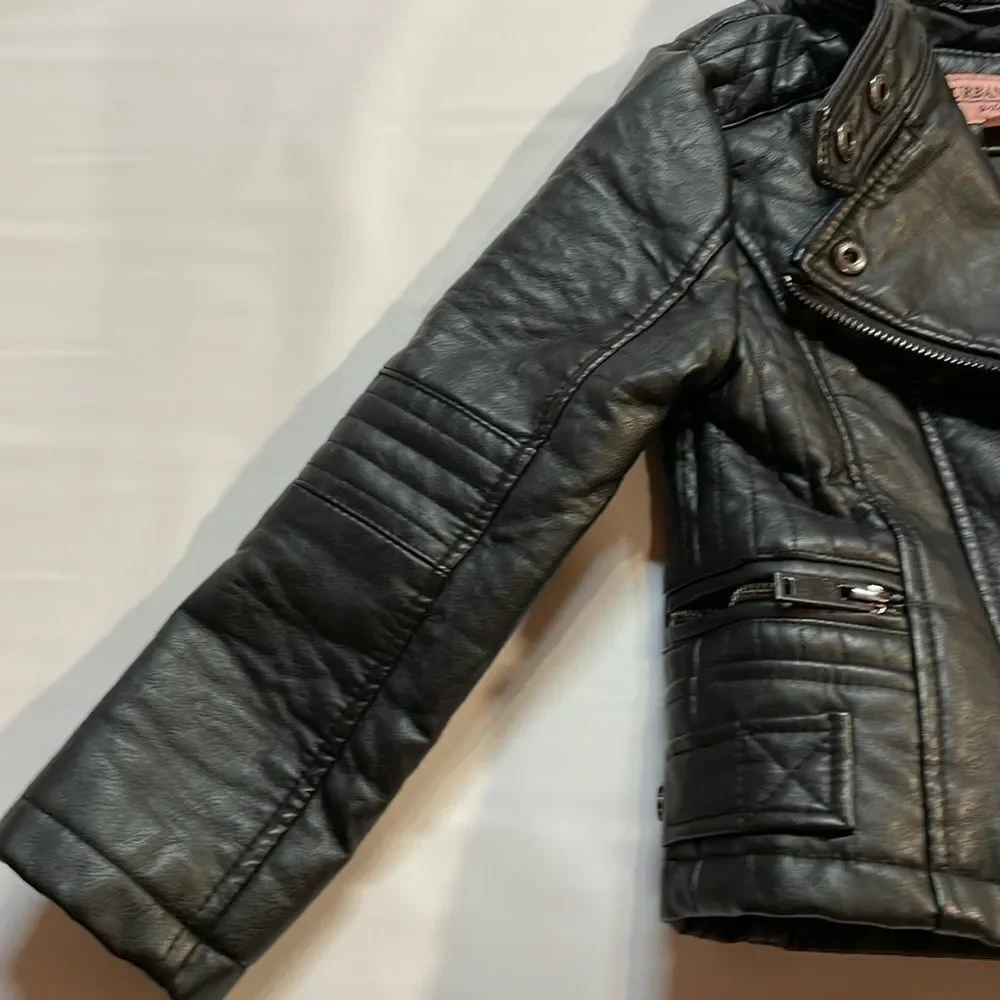 Urban Republic Girls Black Faux Leather Moto style Jacket Size 4